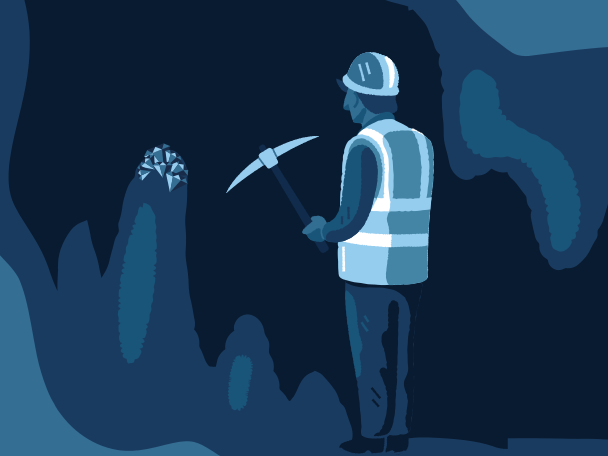 Valuable minerals in the cave Illustration in PNG, SVG