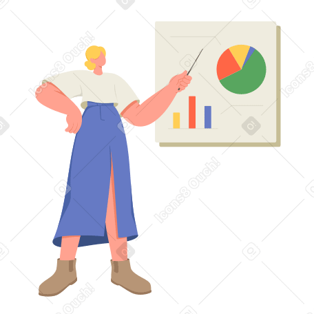 Woman with analytics interface PNG, SVG