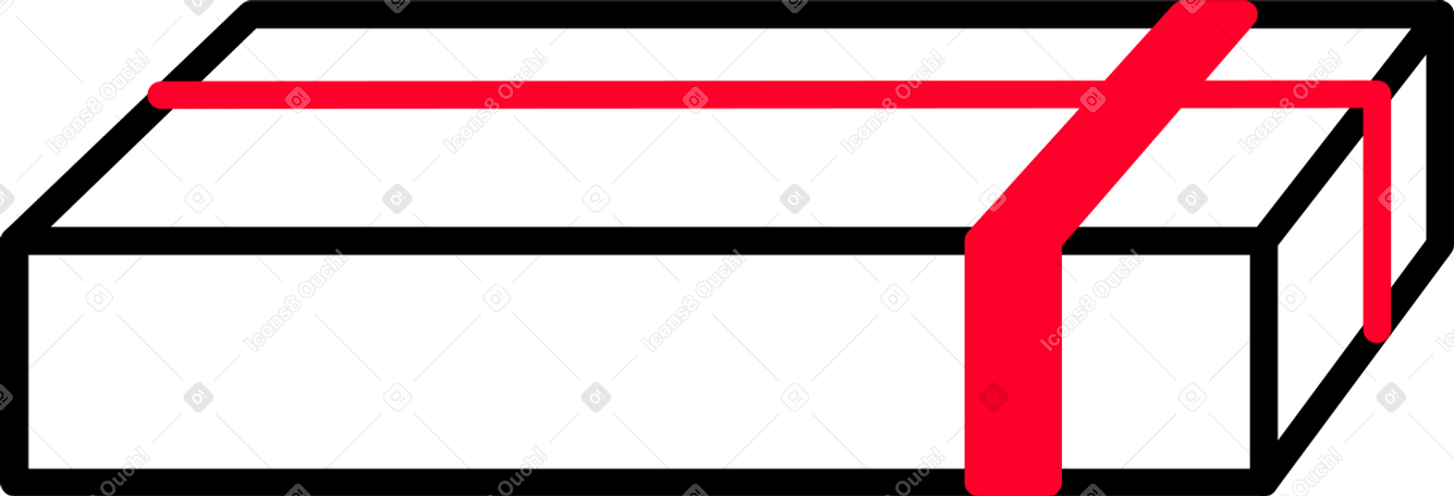 white long box with red ribbon Illustration in PNG, SVG