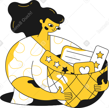 woman collects feedback Illustration in PNG, SVG