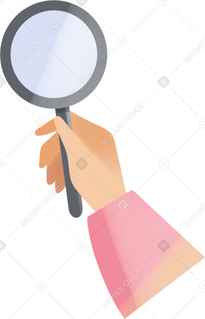 hand with magnifying glass Illustration in PNG, SVG