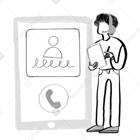 Black and white man giving online support PNG, SVG