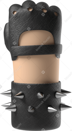3D Back view of a raised fist of rocker's pale skin hand Illustration in PNG, SVG