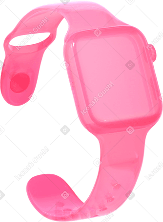 3D Умные часы из розового стекла в PNG, SVG