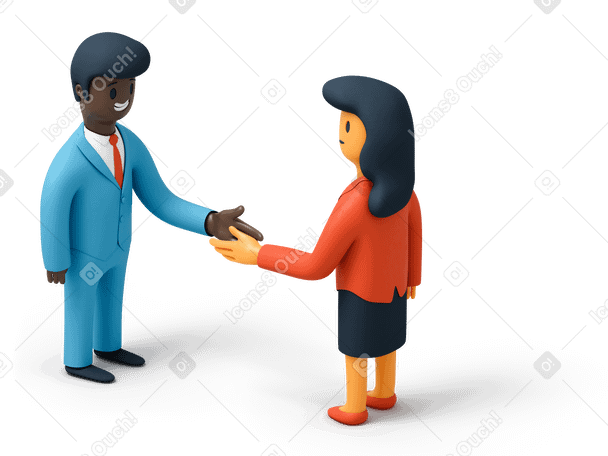 3D Businessman and businesswoman shaking hands PNG, SVG
