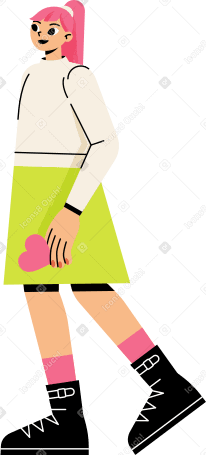 young woman with a heart in her hands Illustration in PNG, SVG