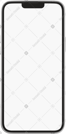 3D front view of white phone screen PNG, SVG