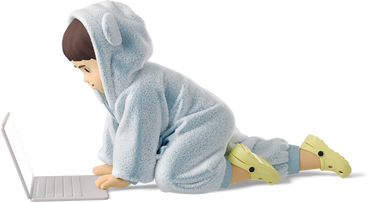 small child playing with a computer PNG, SVG