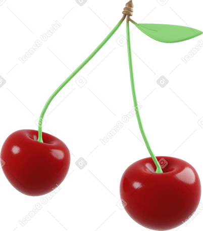 3D cherry Illustration in PNG, SVG