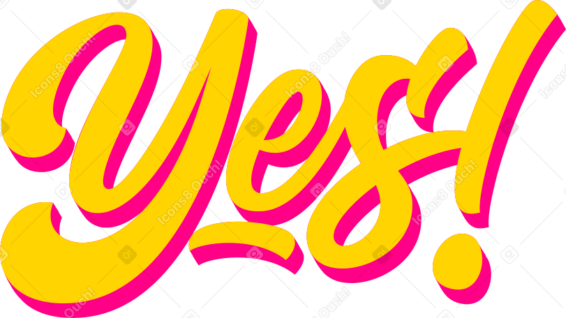 lettering yes with shadow text PNG, SVG