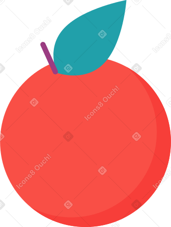 red apple with leaf Illustration in PNG, SVG