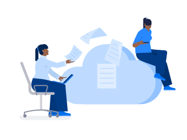 Woman with laptop on her lap shares documents with cloud storage PNG, SVG
