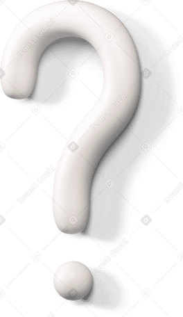 3D White question mark icon turned to the left PNG, SVG