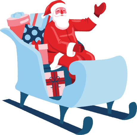 santa in sleigh Illustration in PNG, SVG
