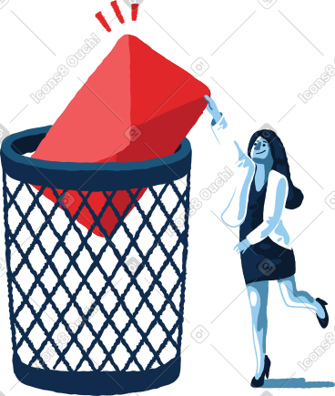 Girl trashed mail successfully PNG, SVG