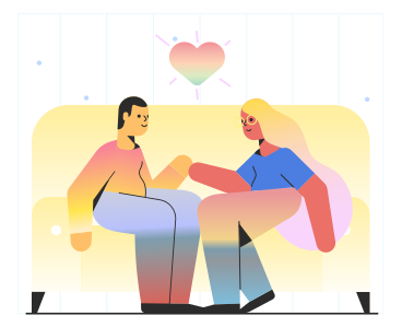 Couple in love sitting on sofa PNG, SVG