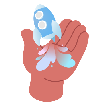 Ilustração animada de Mão segurando um foguete de lançamento em GIF, Lottie (JSON), AE