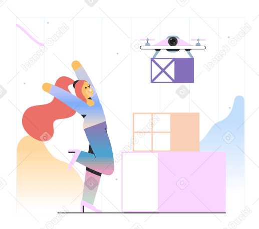 Delivery with drone Illustration in PNG, SVG