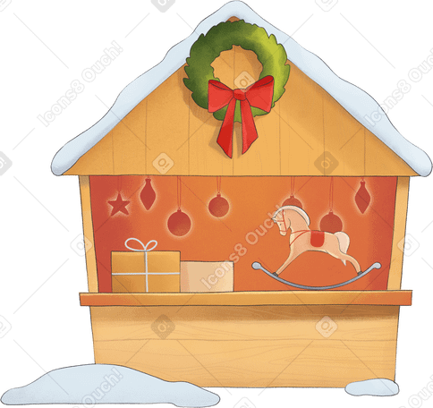 christmas shop with gifts Illustration in PNG, SVG