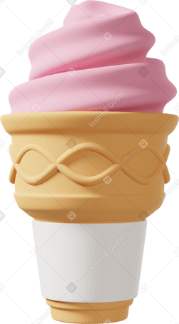 3D strawberry ice cream mokup Illustration in PNG, SVG