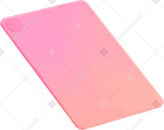 3D Розовый градиентный планшет с камерой под наклоном в PNG, SVG