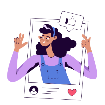 Illustration animée Femme qui lève le pouce et aime sur les réseaux sociaux aux formats GIF, Lottie (JSON) et AE