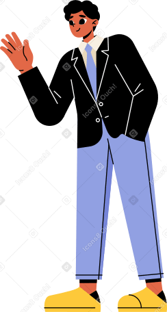 guy in a jacket waving Illustration in PNG, SVG
