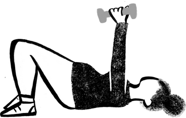 Schwarz-weiße frau, die auf einem boden liegt und mit gewichten trainiert PNG, SVG