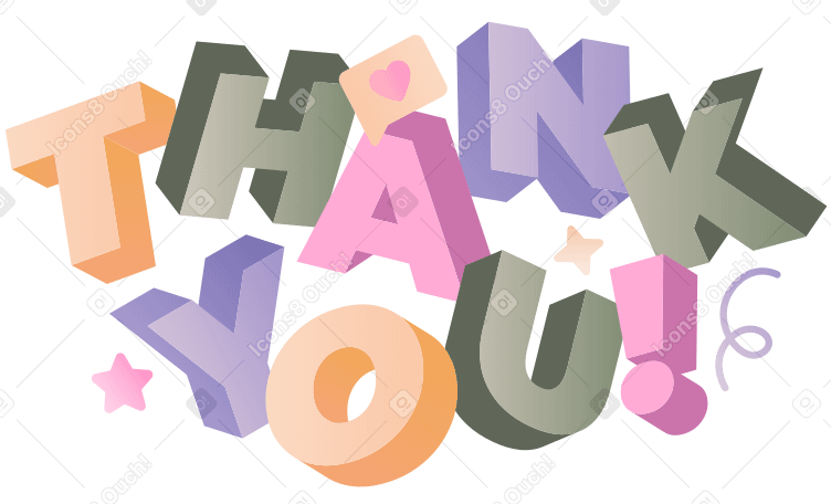 Lettering Thank You! with decorative elements text PNG, SVG
