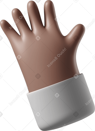 3D Brown skin hand waving hi Illustration in PNG, SVG