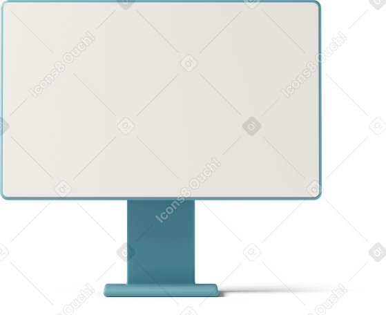 3D front view of blue computer monitor Illustration in PNG, SVG