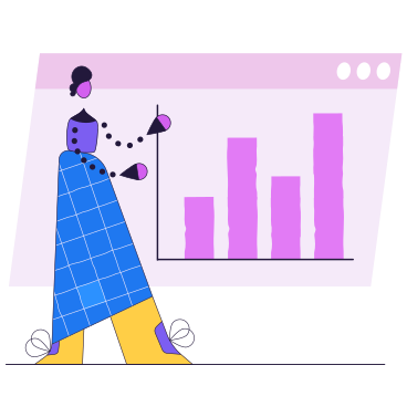 Frau hält eine präsentation mit infografiken PNG, SVG