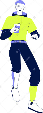 standing young man with coffee PNG, SVG