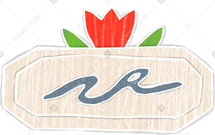 signboard with red tulip PNG, SVG