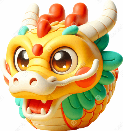 3d cute Сhinese dragon PNG, SVG