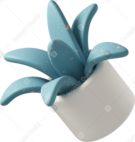 3D spotted blue succulent plant Illustration in PNG, SVG