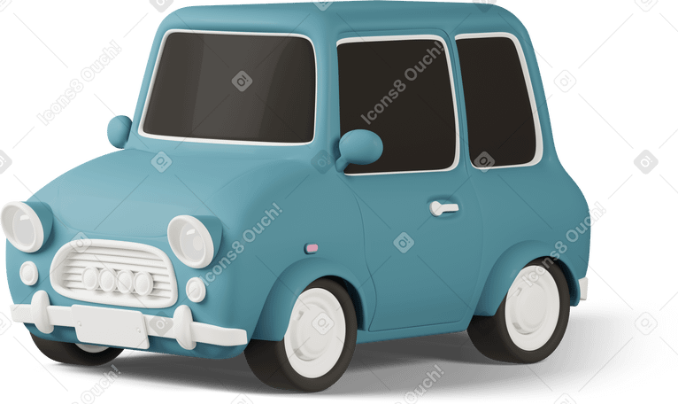 Иллюстрация 3D toy car turn left blue в PNG и SVG