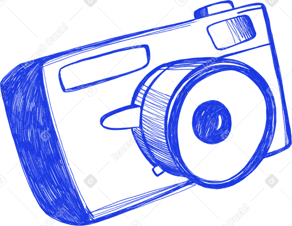 blue camera sketch Illustration in PNG, SVG