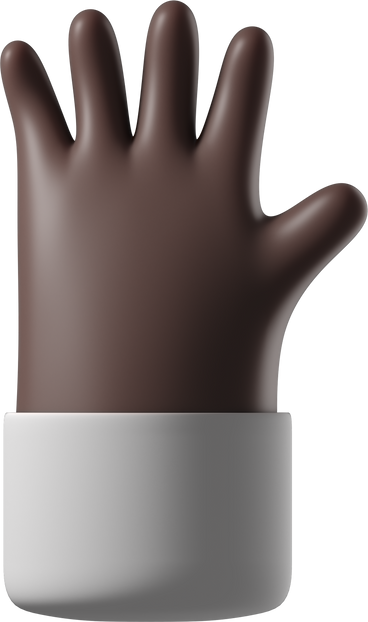 Черная кожа машет рукой с растопыренными пальцами в PNG, SVG