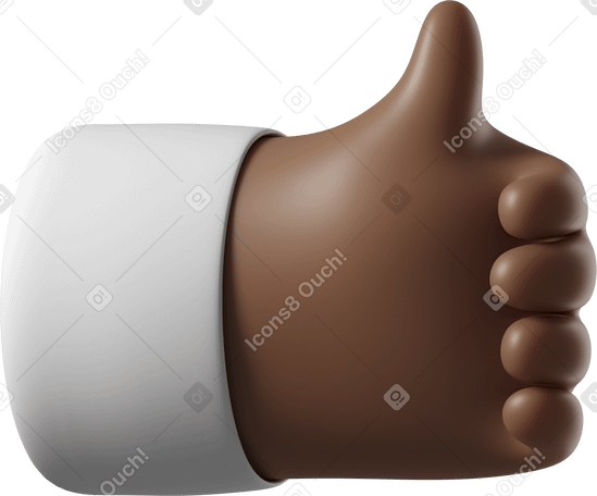 3D Mano di pelle marrone scuro che dà un mi piace PNG, SVG