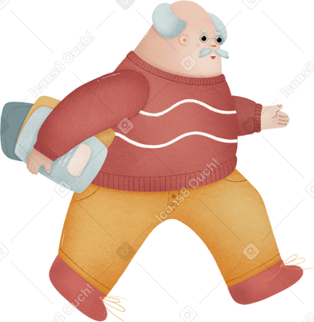 old man Illustration in PNG, SVG