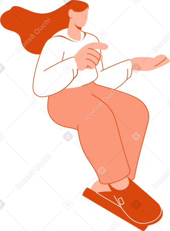 sitting woman holding something in her hands PNG, SVG