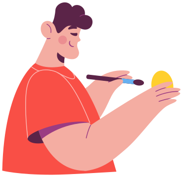 man paints an easter egg PNG, SVG