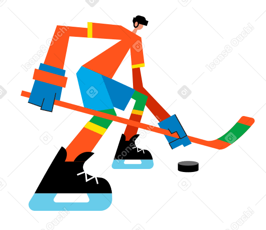 Hockey player Illustration in PNG, SVG