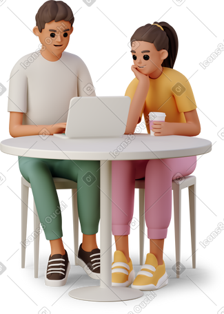 3D colleagues working at the desk PNG, SVG