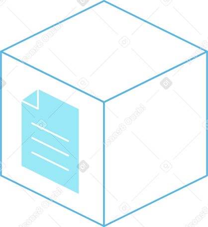 문서 아이콘이 있는 큐브 PNG, SVG