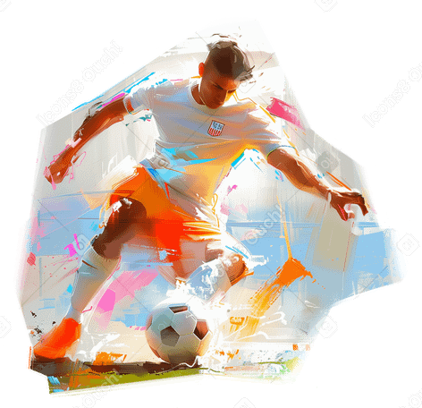 oil painting of a dynamic scene with soccer player PNG, SVG
