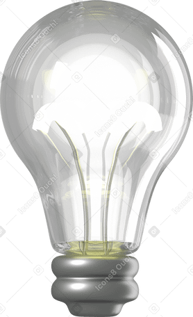 3D new idea light bulb Illustration in PNG, SVG