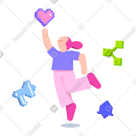 女人在社交媒体上获得点赞 PNG, SVG