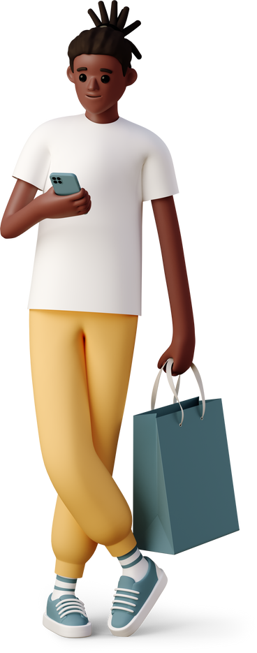 boy holding shopping bag PNG, SVG